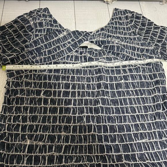 Dusak Designs Blue and White Layered Ruffle Blouse Size XL - Picture 6 of 9